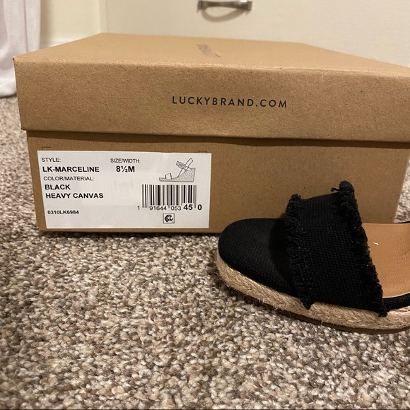 Lucky Brand | Marceline Espadrille Wedge Sandals | Size 8.5 | Black Low Wedge - Picture 4 of 4
